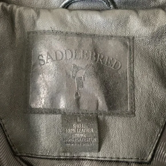 SADDLEBRED Black Leather Full-Zip Motorcycle Jacket - Picture 6 of 7